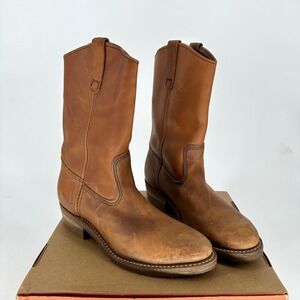 Vintage Red Wing Cognac Brown Round Toe Boot USA Cowgirl Rodeo Women's 8 B